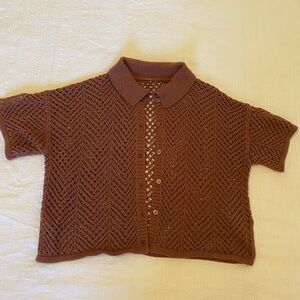 Wild Fable Open Work Camp Shirt Small